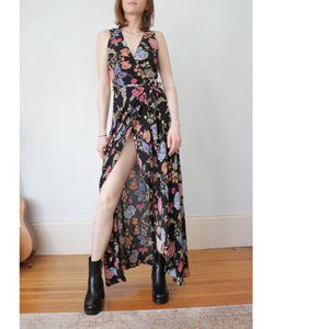 Reformation backless floral maxi wrap dress